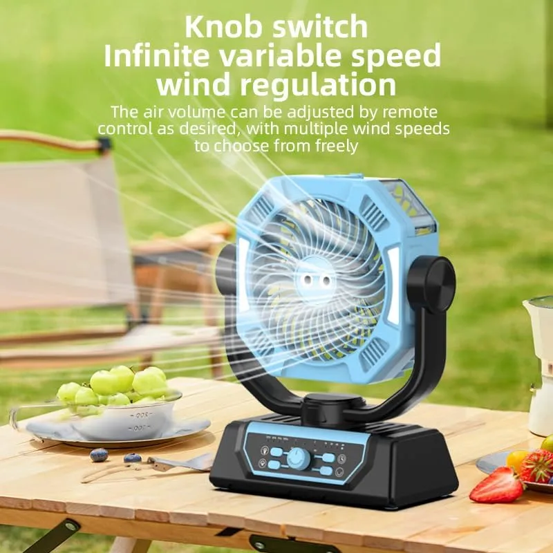 10000mah Rechargeable Camping Fan with LED Lantern, USB Silent Clip On Fan Desk Fan with Remote Control and LED Light, 4 Speeds Shakes Head,Orange,20000 mAh