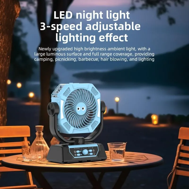 10000mah Rechargeable Camping Fan with LED Lantern, USB Silent Clip On Fan Desk Fan with Remote Control and LED Light, 4 Speeds Shakes Head,Orange,20000 mAh