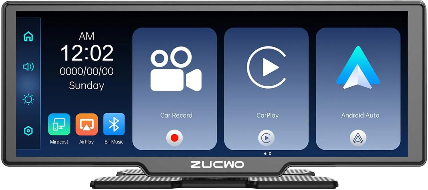 11.26 Inch Wireless CarPlay Screen for Car, Apple CarPlay & Android Auto Touch Screen Car Stereo with 4K Dash Cam, Bluetooth, Mirror Link, GPS Navigation, FM, Voice Control for Vehicles (Black)