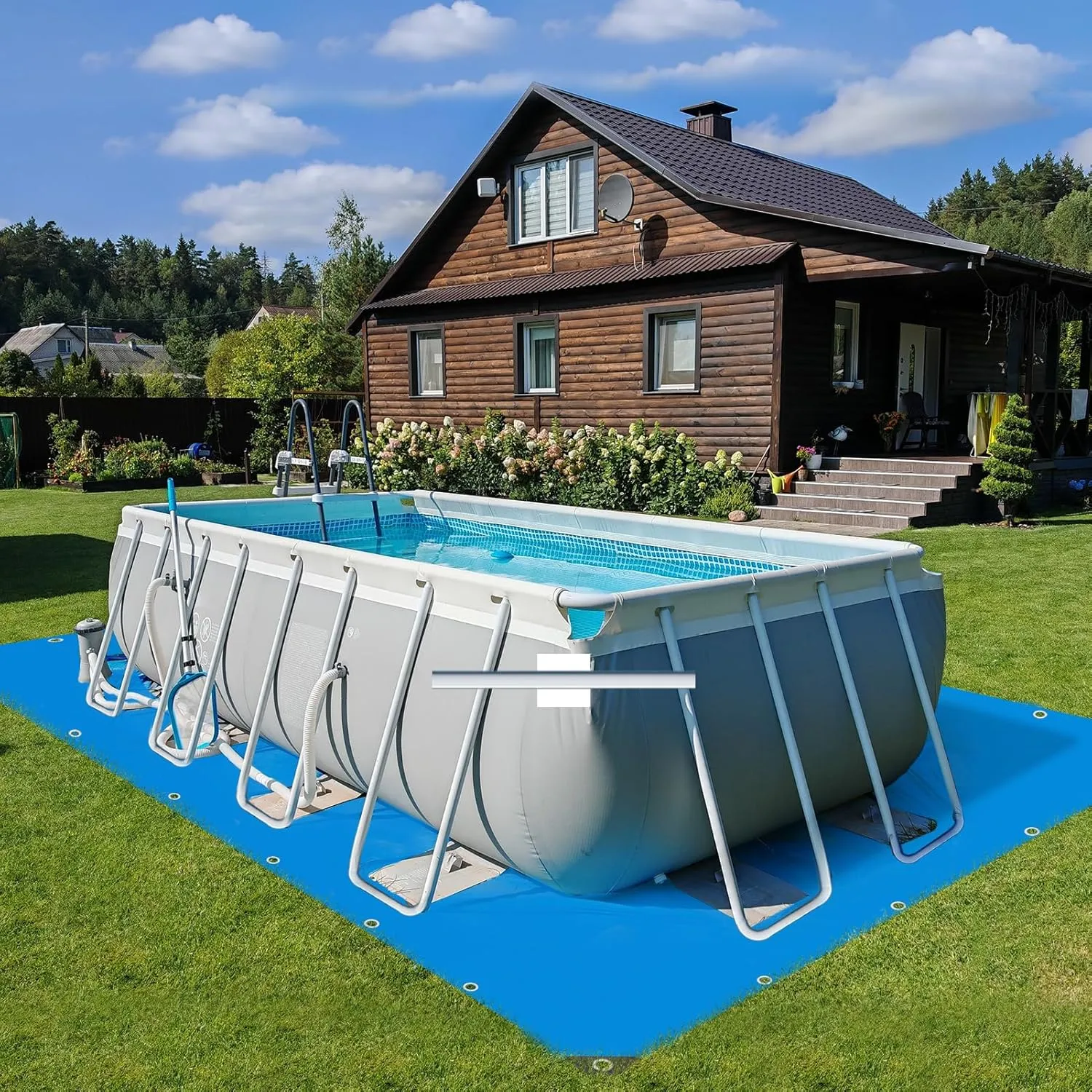11.5 Ft x 8.2 Ft Swimming Pool Ground Cloth Rectangular Swimming Pool Liner Pad for Above Ground Swimming Pools Heavy Duty Pool Ground Mat Protector Pad Prevents Punctures Pool Tarp