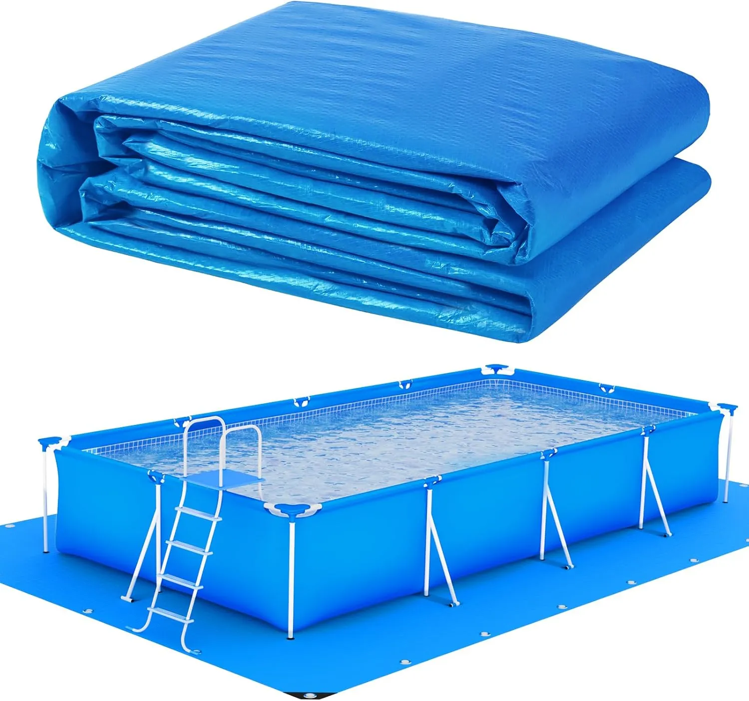 11.5 Ft x 8.2 Ft Swimming Pool Ground Cloth Rectangular Swimming Pool Liner Pad for Above Ground Swimming Pools Heavy Duty Pool Ground Mat Protector Pad Prevents Punctures Pool Tarp