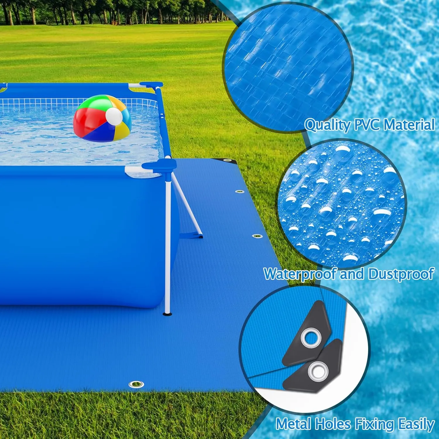 11.5 Ft x 8.2 Ft Swimming Pool Ground Cloth Rectangular Swimming Pool Liner Pad for Above Ground Swimming Pools Heavy Duty Pool Ground Mat Protector Pad Prevents Punctures Pool Tarp