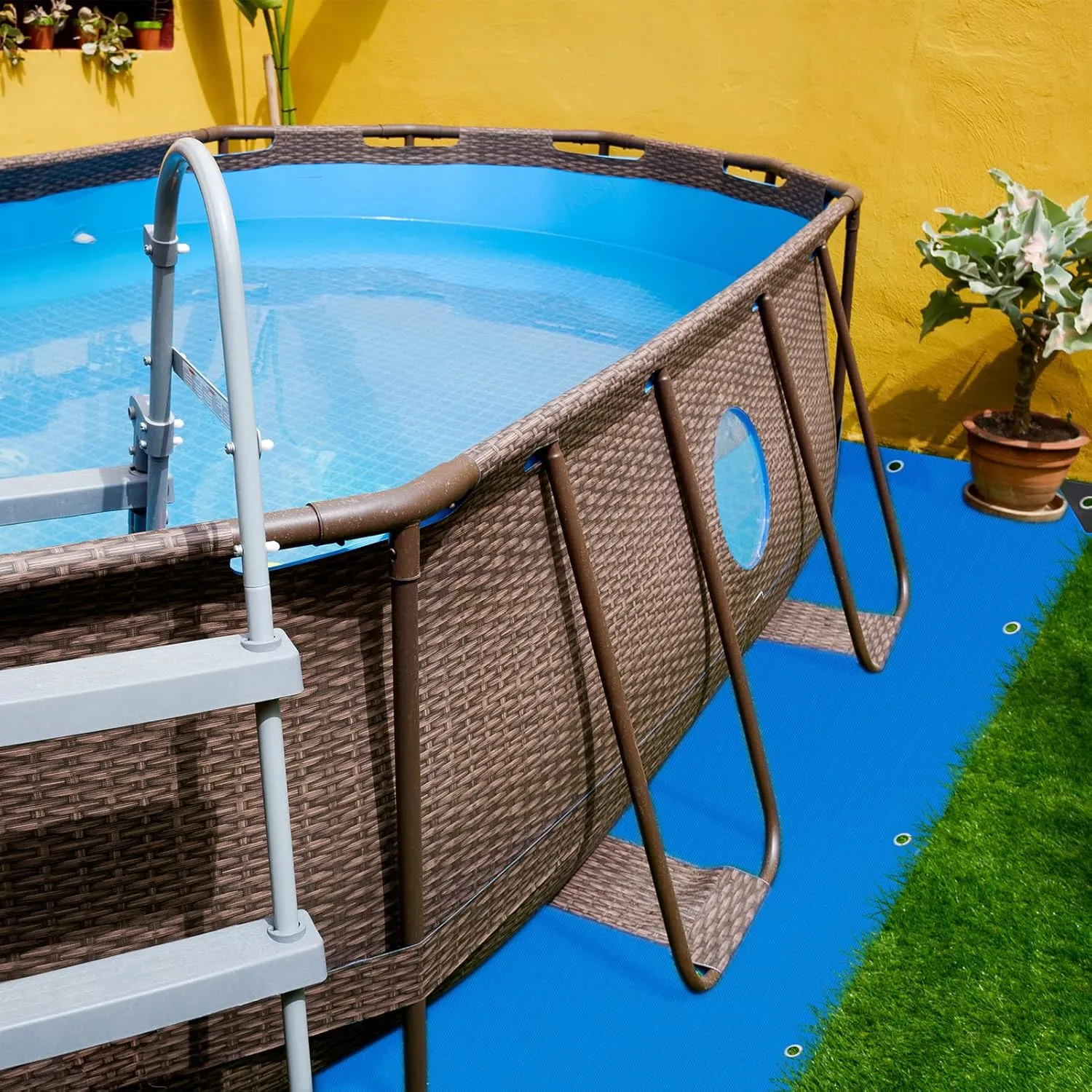 11.5 Ft x 8.2 Ft Swimming Pool Ground Cloth Rectangular Swimming Pool Liner Pad for Above Ground Swimming Pools Heavy Duty Pool Ground Mat Protector Pad Prevents Punctures Pool Tarp