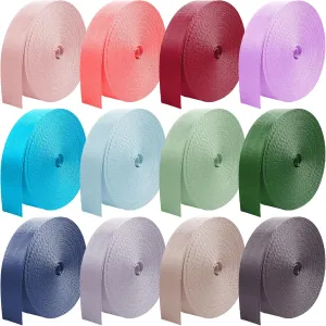 12 Rolls Nylon Webbing 1 inch 1.5 inch 2 inch Nylon Strap Webbing Straps Backpack Straps Nylon Belt, 10 25 50 3.3 Yards Webbing Strapping