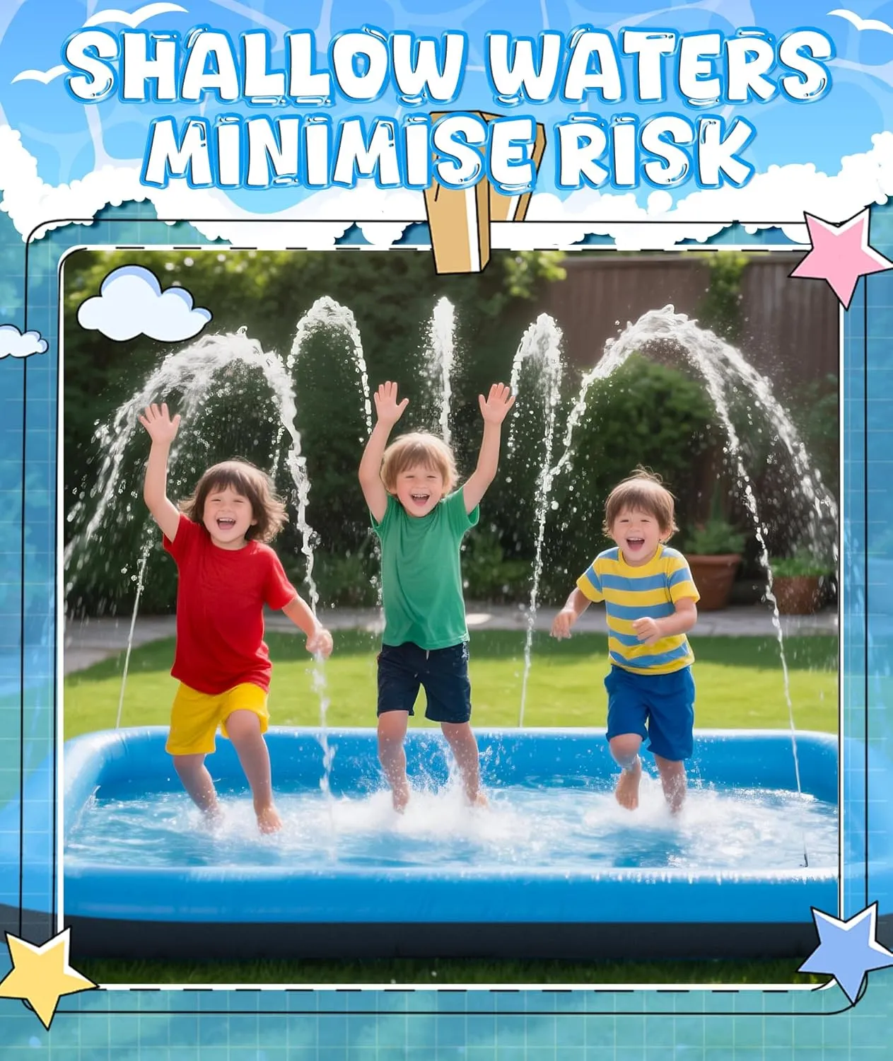 120" Splash Pad for Kids, Outdoor Sprinkler & Inflatable Pool, Extra Large Water Play Mat with Thicker Material for Dogs & Kids, Summer Backyard Fun for Toddlers & Families