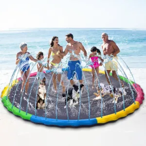 13 ft Giant Inflatable Splash Pad Extra Large 156" 2025 Update Non Slip Pad for Adults Large Dogs Pets Giant Thicken Sprinkler Pool Summer Outdoor Fun Backyard Fountain Play Mat (Cute Style)
