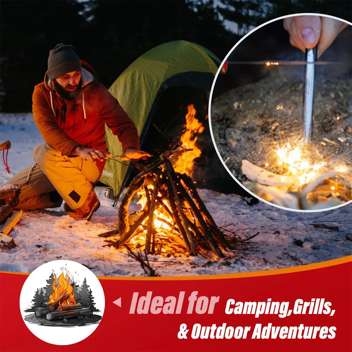 144PCS Waterproof Odorless Fire Starter Sticks for Campfires & Fireplaces