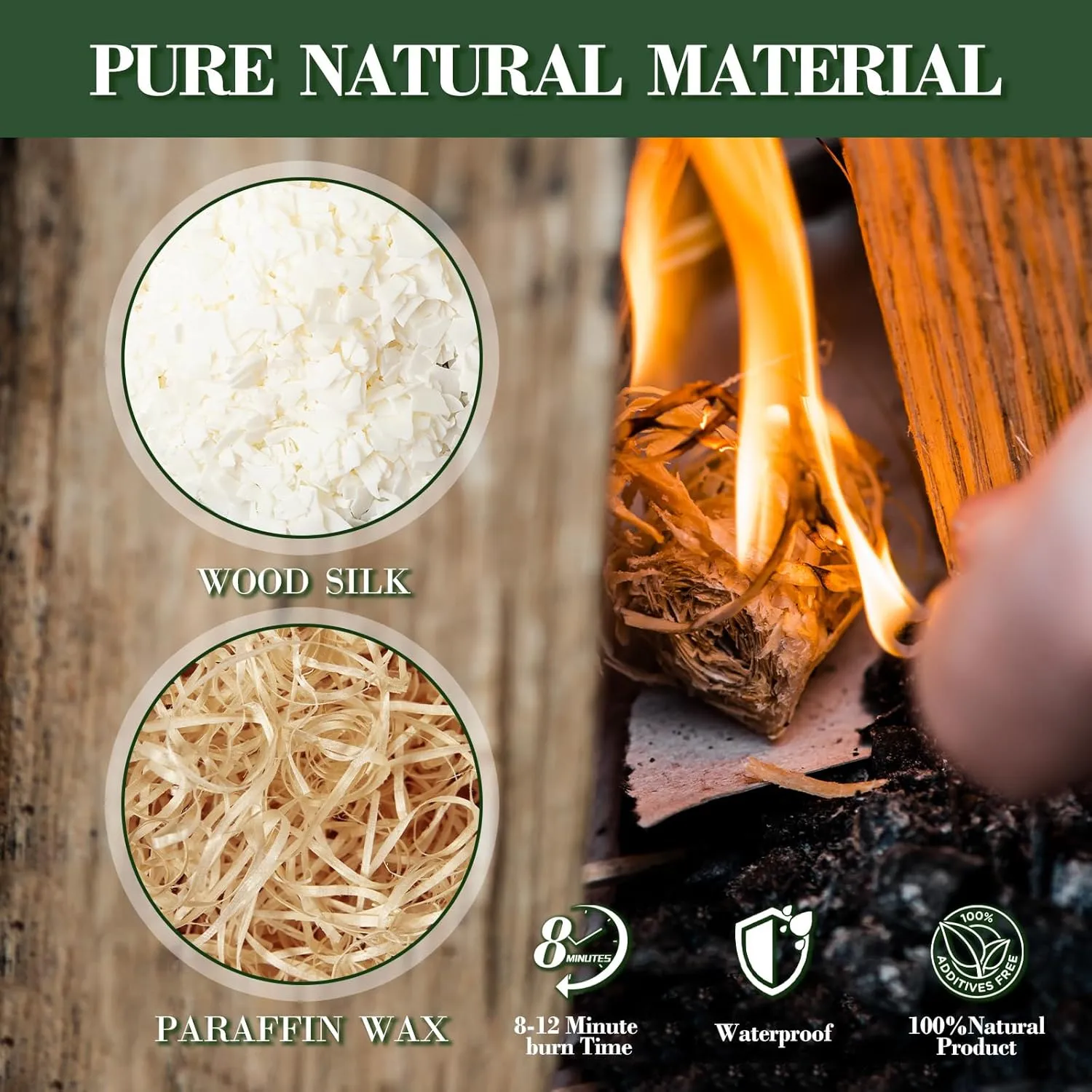 150 PCS Fire Starters for Campfires Grill BBQ Camping Fireplace Fire Pit,Quick Light Wood Charcoal Fire Starter, Waterproof-Natural Fire Starters Camping fire Starter Charcoal Starters