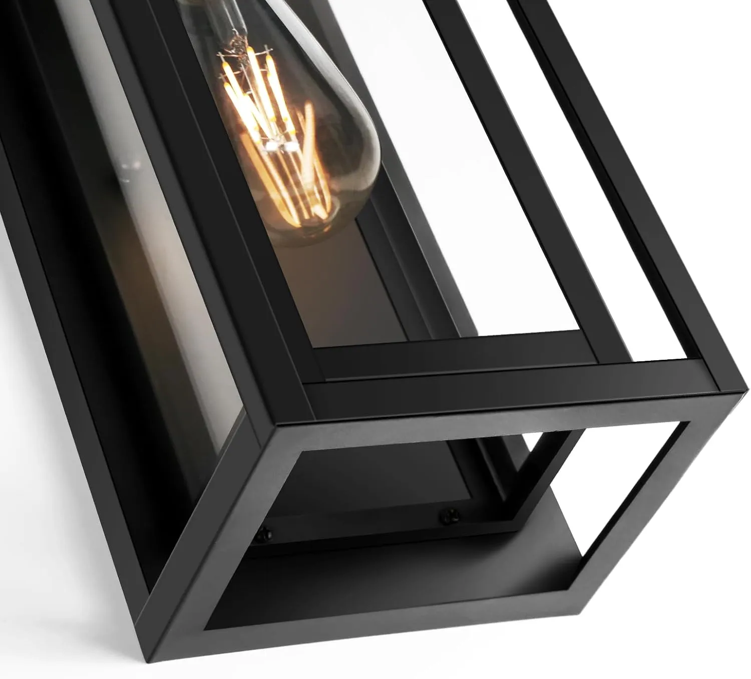 15" Large Outdoor Wall Lights, 2 Pack Matte Black Outdoor Sconces, Modern Waterproof Exterior Lighting Fixtures with Clear Glass Shade for Front Door, Porch, Garage