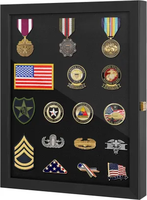 16x12 Pin Display Case Pin Collection Display Case with 98% UV Protection Acrylic Door for Military Medals, Jewelry Pins, Pin Gift, Insignia Ribbons, Beach Tags, Pin Collectibles
