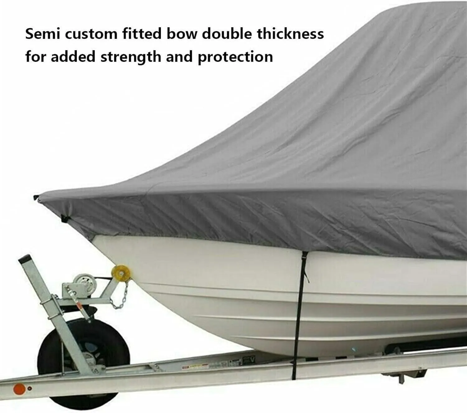 18-28ft 600D Jumbos Cruiser Boat-Cover Heavy-Duty Oceansouth Marine Water Sun Proof UV Protection Fish-Ski VHull Mooring Cover(Grey 22-24ft)