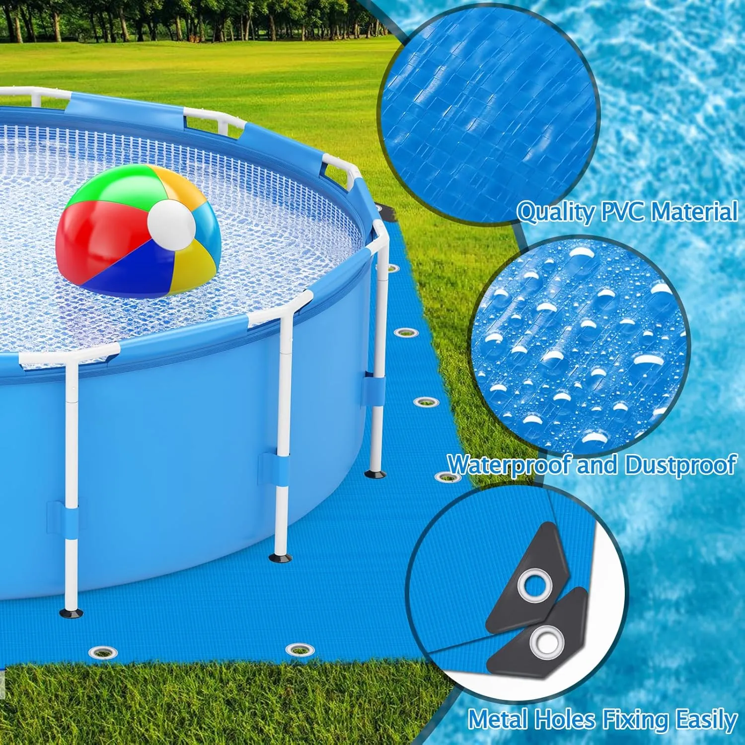 18 x 18 Ft Swimming Pool Ground Cloth Square Swimming Pool Liner Pad for Above Ground Swimming Pools Heavy Duty Pool Ground Mat Protector Pad Prevents Punctures Pool Tarp