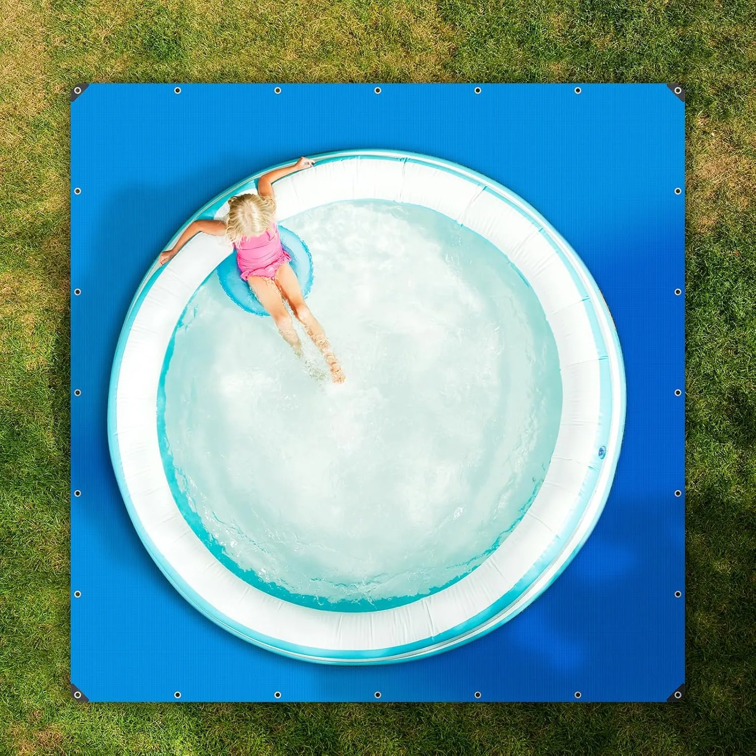 18 x 18 Ft Swimming Pool Ground Cloth Square Swimming Pool Liner Pad for Above Ground Swimming Pools Heavy Duty Pool Ground Mat Protector Pad Prevents Punctures Pool Tarp