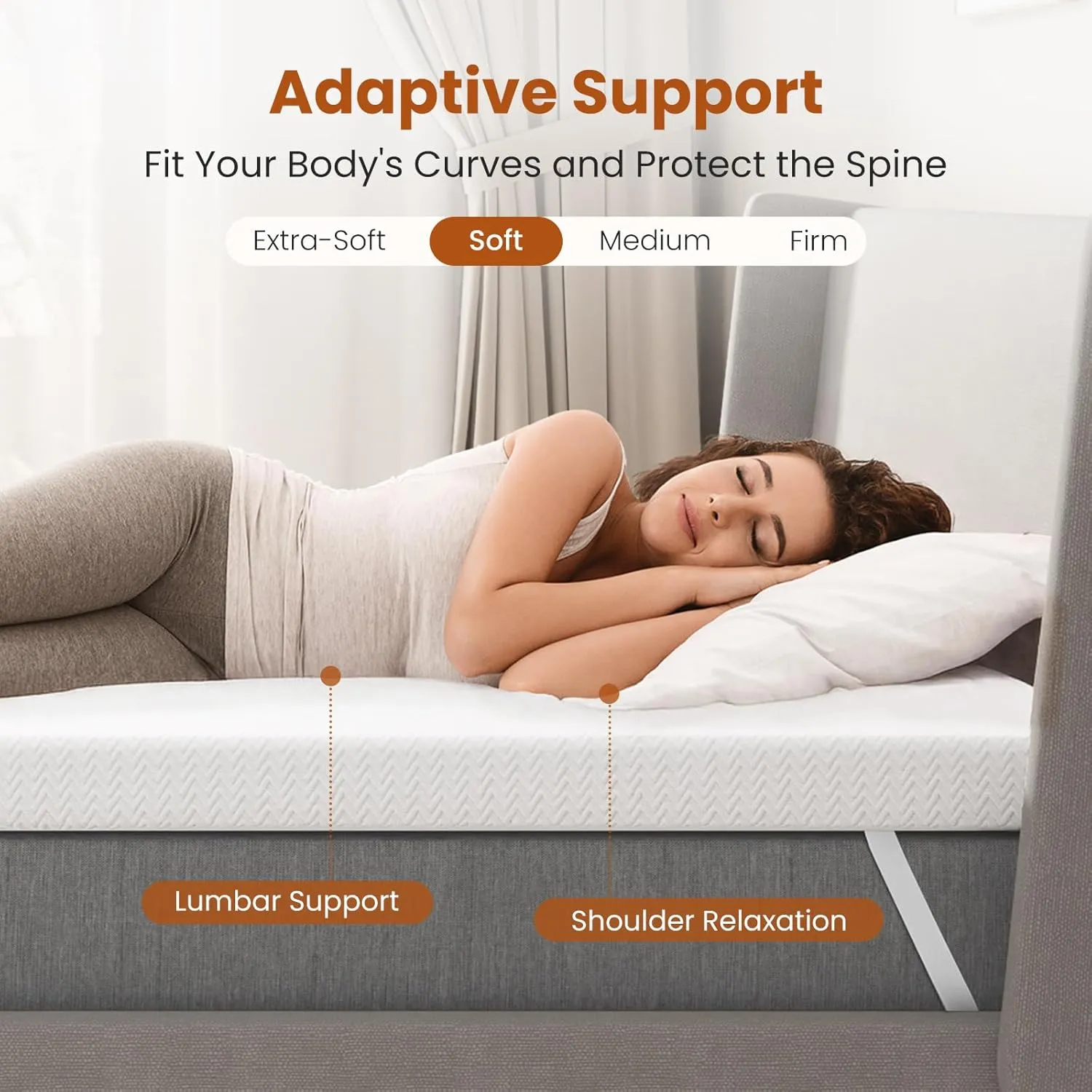 2 Inch Gel Memory Foam Mattress Topper Twin, Mattress Pad with Removable Cover Adjustable Elastic Straps, White