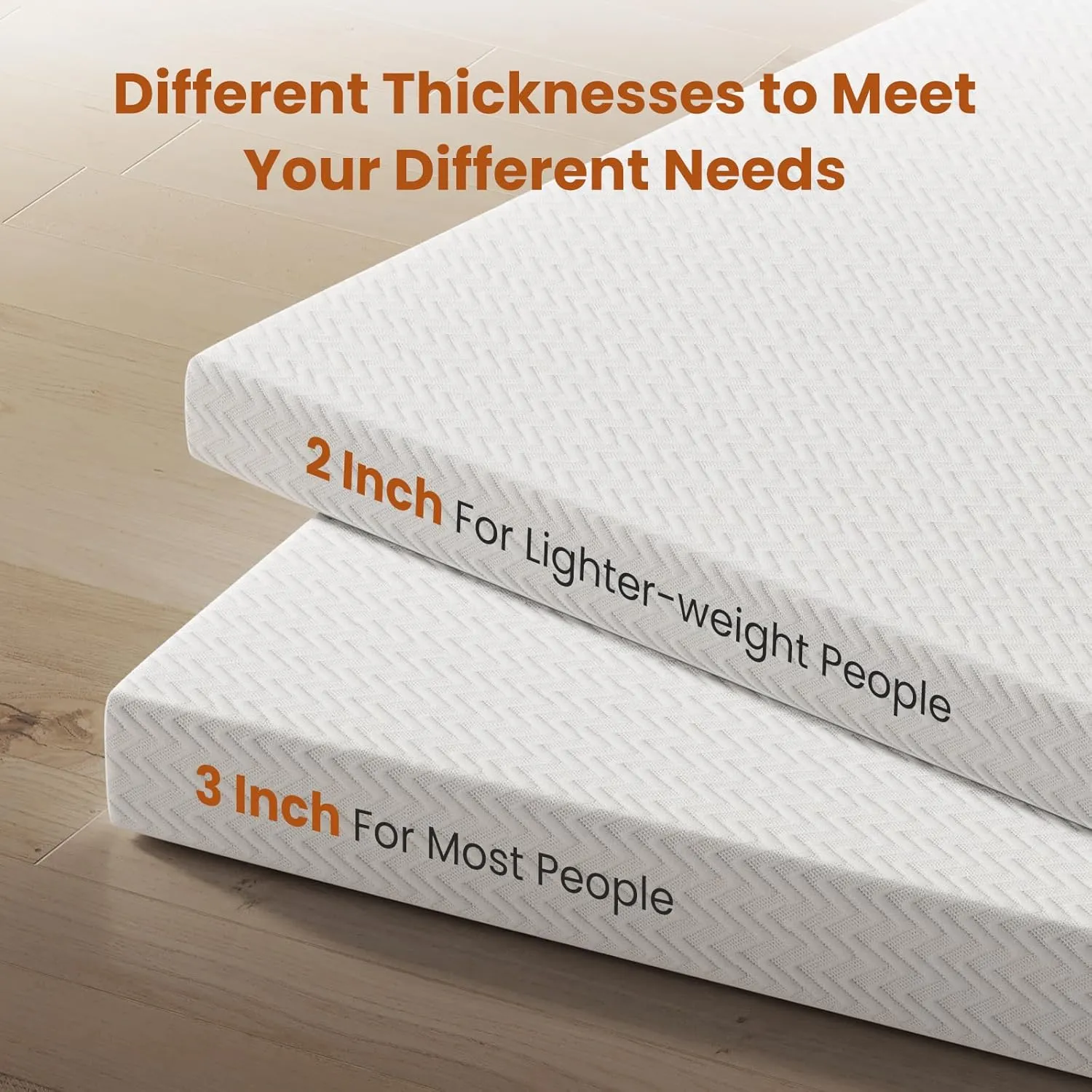 2 Inch Gel Memory Foam Mattress Topper Twin, Mattress Pad with Removable Cover Adjustable Elastic Straps, White