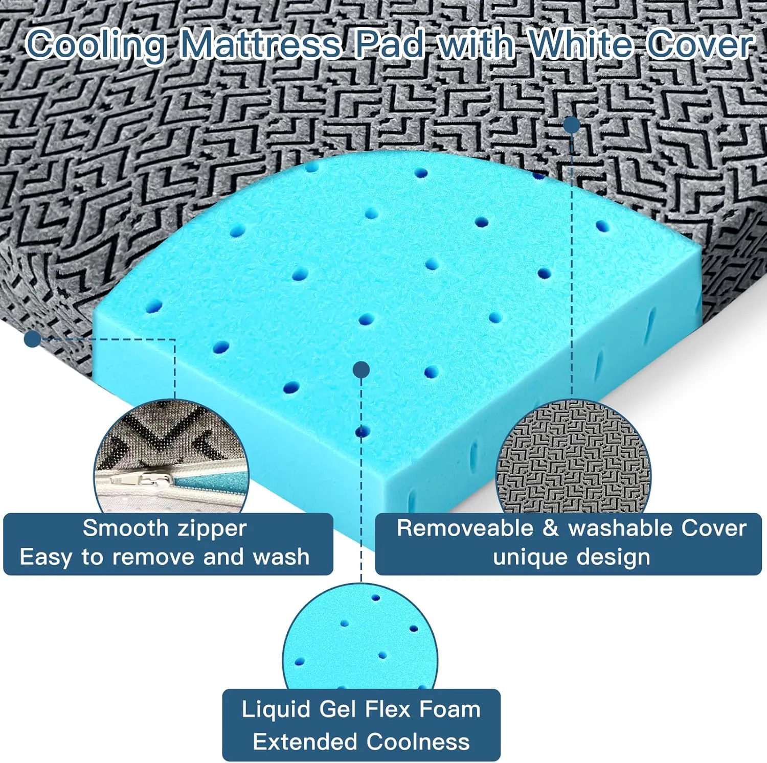 2 Inch Memory Foam Mattress Topper,Cooling Gel Infused High Density Full(54"x75") Topper with Removable Skin-Friendly Cover,Bed Topper for Pressure Relief Back Pain, CertiPUR-US Certified, Gray