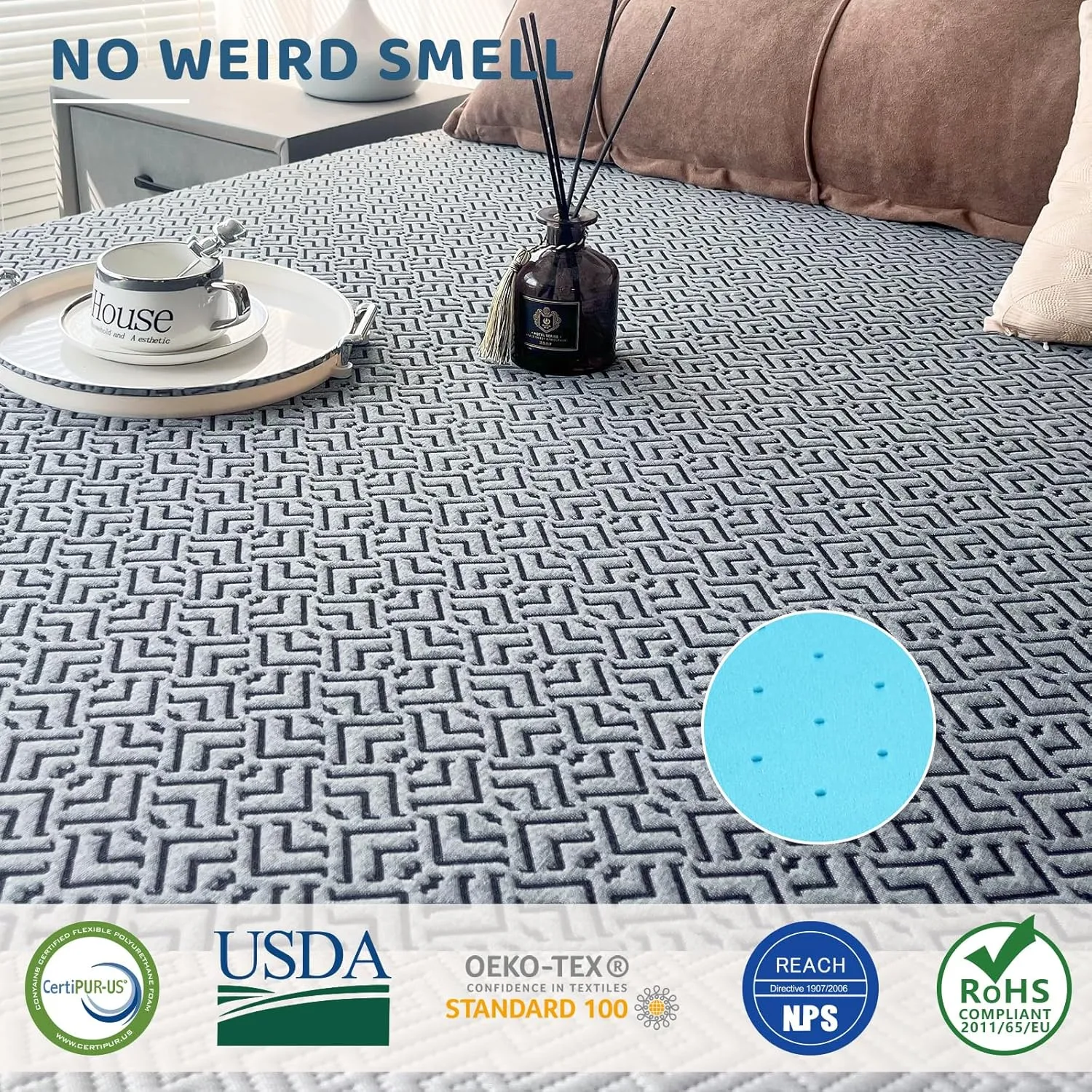 2 Inch Memory Foam Mattress Topper,Cooling Gel Infused High Density Full(54"x75") Topper with Removable Skin-Friendly Cover,Bed Topper for Pressure Relief Back Pain, CertiPUR-US Certified, Gray