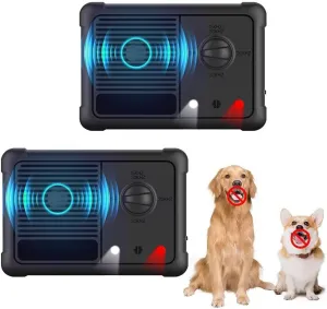 2 Pack Dog Bark Deterrent Devices Ultrasonic Anti Barking Device Auto Dog Barking Silencer Rechargeable Barking Control Devices 3 Modes Stop Barking Dog Device Bark Box for Indoor Outdoor Dogs