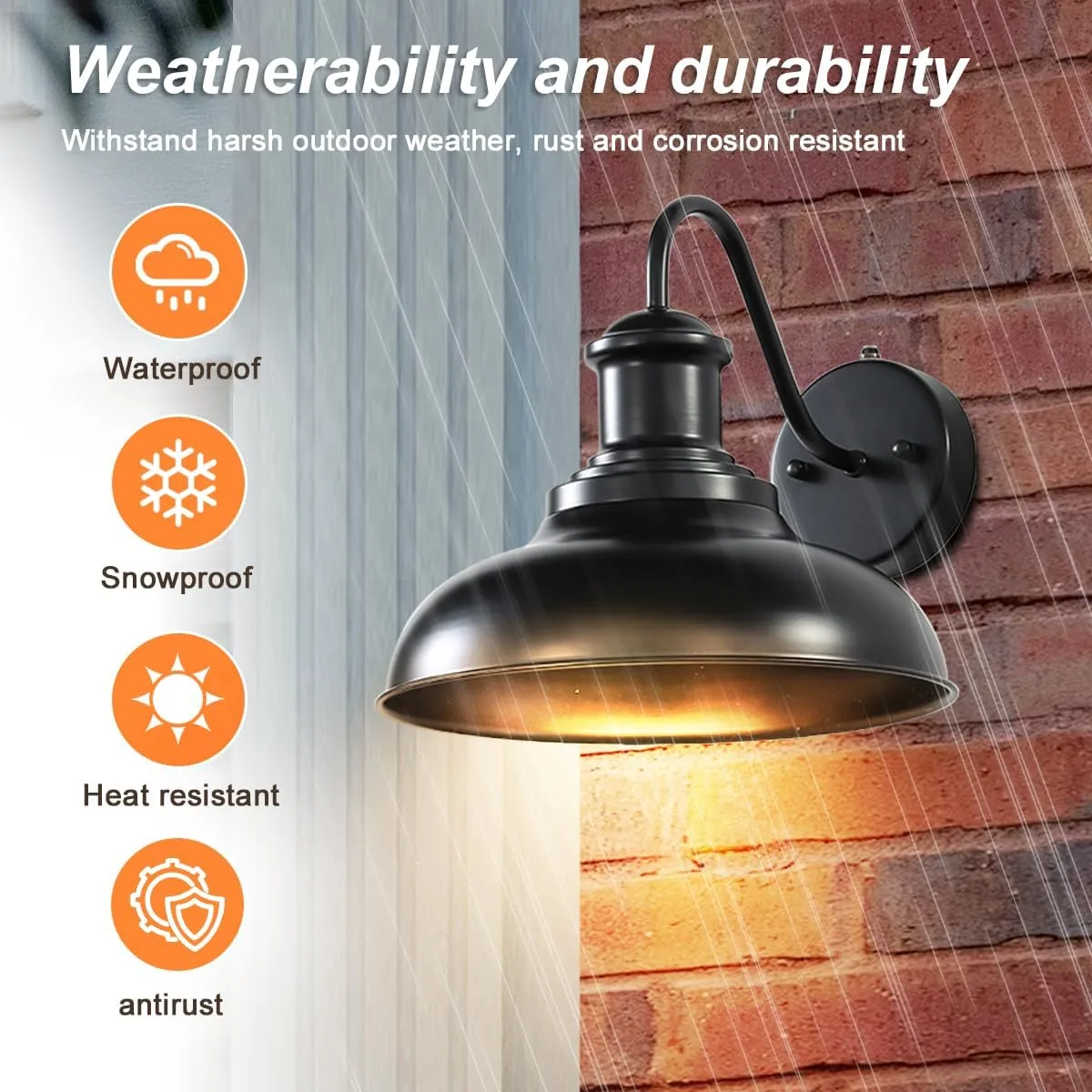 2 Pack Dusk to Dawn Outdoor Wall Sconces, Black Sensor Porch Wall Lights, Exterior Farmhouse Lighting Fixtures Wall Mount Lantern for Patio Garage Shed Deck Fence Barn and Yard