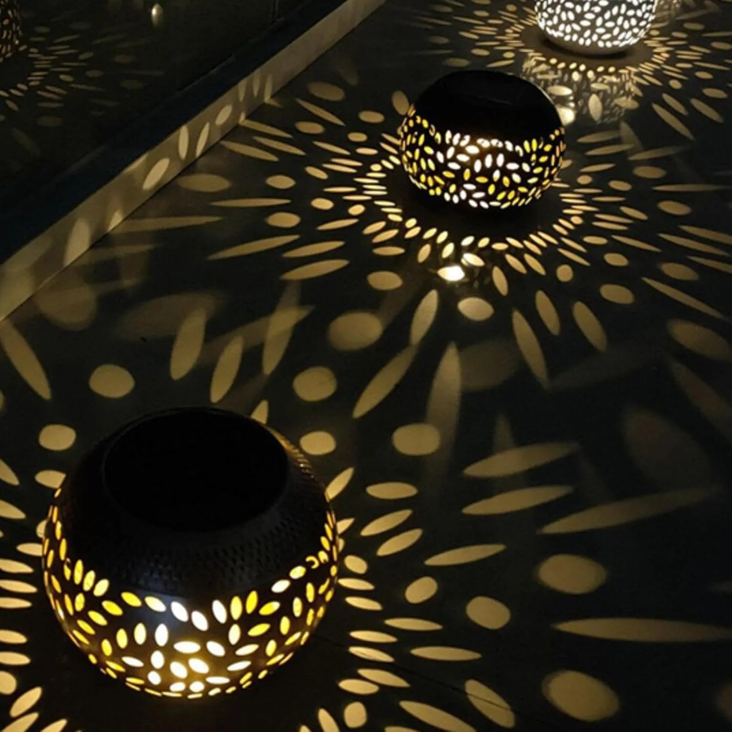 2 Pack Solar Table Lanterns Outdoor Waterproof LED Lights Bronze, Solar Powered Decorative Lantern for Indoor Desk Bedroom Patio Garden Pathway Yard