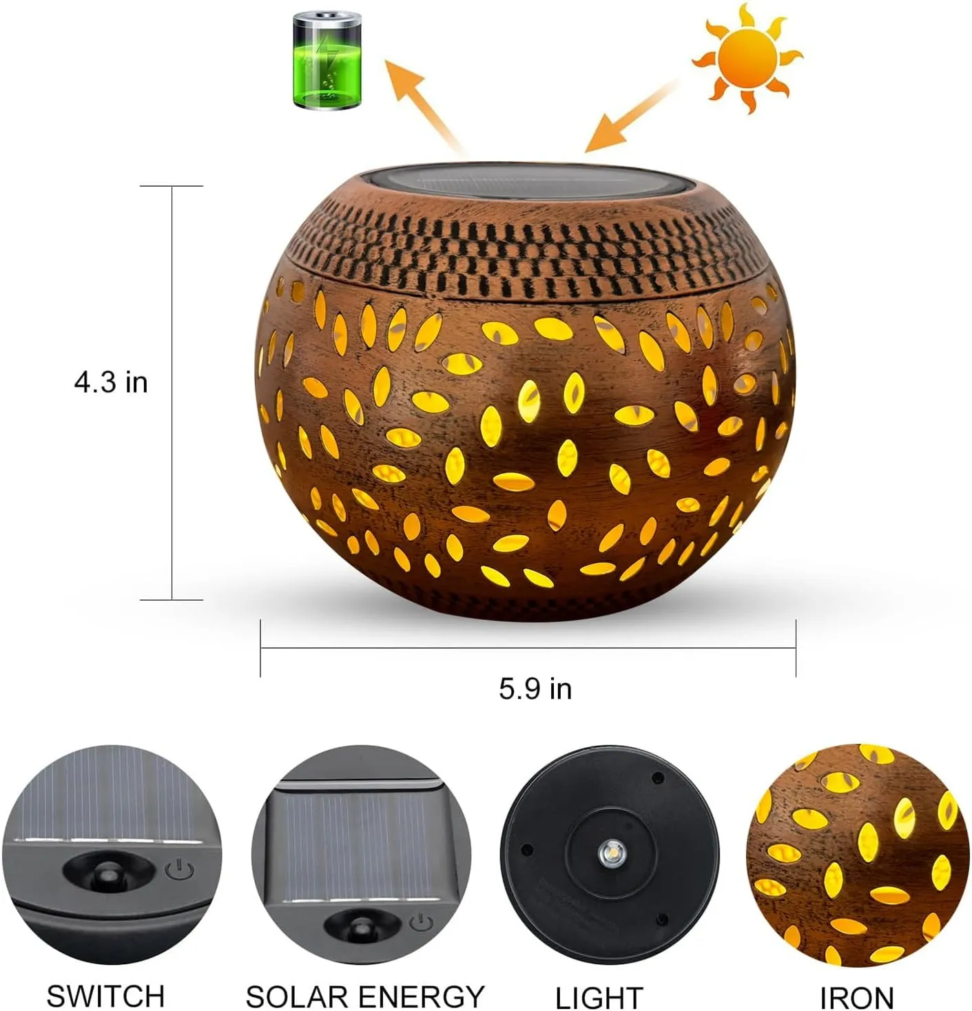 2 Pack Solar Table Lanterns Outdoor Waterproof LED Lights Bronze, Solar Powered Decorative Lantern for Indoor Desk Bedroom Patio Garden Pathway Yard