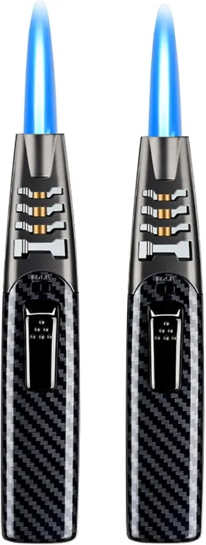 2 Pcs Fire Lighter Electric Fire Electric Lighter Powerful Adjustable Dual-Arc Torch Lighter Bright Fire Torch Lighter Waterproof Windproof for Kitchen Camping Grill Outdoor (Silver)