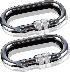 2 Sets of Rock Climbing Carabiner O-Shaped Super-Strength Steel Screws Lock Anti-Fall Safety Equipment | Camping Outdoor Hiking Climbing Climbing