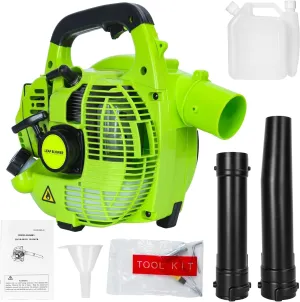2-Stroke Handheld Leaf Blower, Gas Powered Leaf Blower 26cc Gas Grass Sweeper Handheld Petrol Blower Powerful Clearing Blower for Lawn Care, Snow Blowing and Yard Cleaning US Green