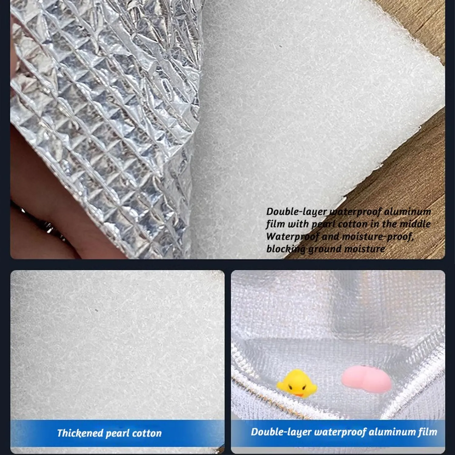 200 X 150 cm Camping Aluminum Sleeping Foam Mat, Almohadilla de Espuma de Aluminio de Doble Cara a Prueba de Humedad Impermeable y Aislante