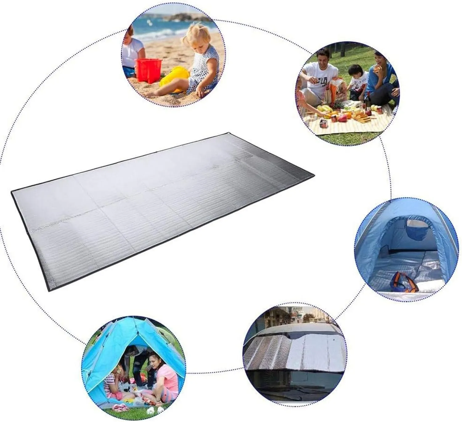 200 X 150 cm Camping Aluminum Sleeping Foam Mat, Almohadilla de Espuma de Aluminio de Doble Cara a Prueba de Humedad Impermeable y Aislante