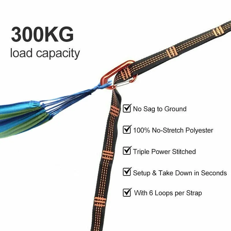 2/4Pcs Heavy-Duty Hammock Straps - Reinforced Polyester with 5 Rings, High Load-Bearing for Outdoor Camping