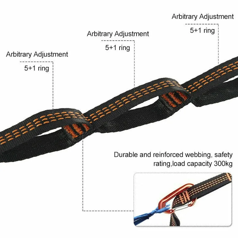 2/4Pcs Heavy-Duty Hammock Straps - Reinforced Polyester with 5 Rings, High Load-Bearing for Outdoor Camping
