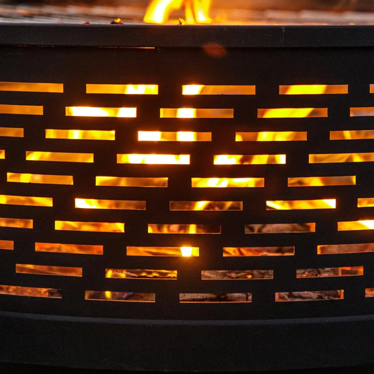 26" Wood Burning Fire Pits with Grill & Lid, Fire Pit Table for Outside with Waterproof Cover & Fire Poker, Outdoor Firepit with Functions for BBQ,Table and Bonfire