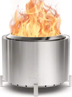 27 inch Stainless Steel Smokeless Fire Pit, Outdoor Smokeless Firepit, Wood Burning Fire Pits for Camping, Bonfire, Low Smoke Firepit for Outside (Vertical Hole)
