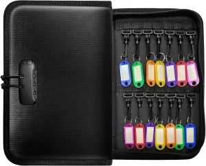 28 Position Key Organizer with Combination Lock, Waterproof Fireproof Zippered Key Case, Key Holder Box for Rental Management Real Estate Sales Hotel Executives