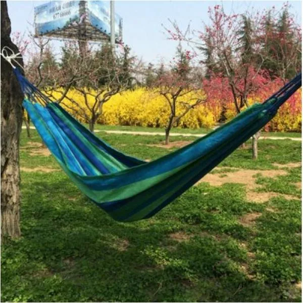 280x80cm 120kg Weight Load Canvas Hammock for Outdoor Camping - Blue