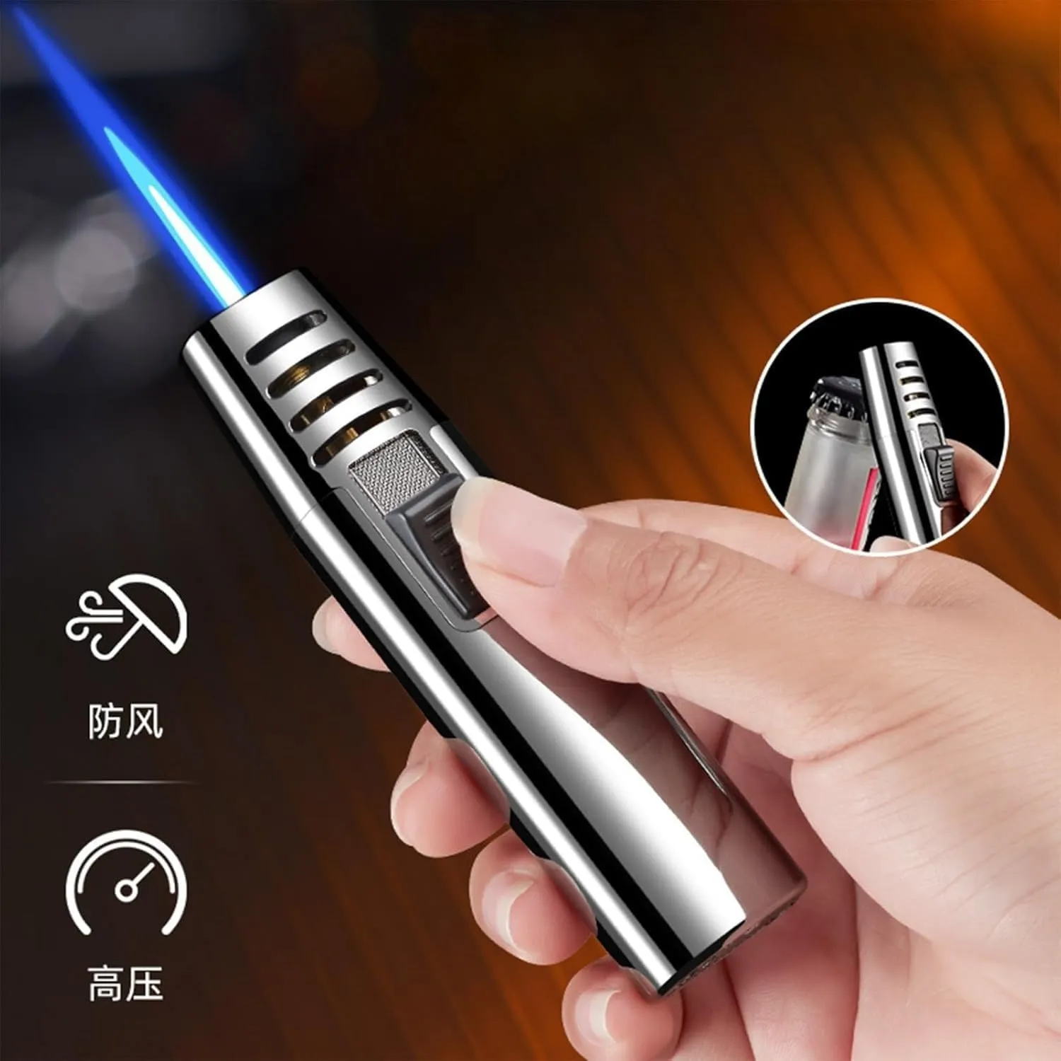 2Pack Fire Blaze Lighter, Powerful Adjustable Flame Dual-Arc Torch Lighter, Fireblaze Electric Lighter, Waterproof and Windproof Candle Lighter Butane Lighter Grill Lighter Mini Torch Lighter(2pack f)