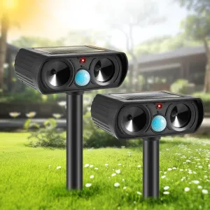 2PACK Solar Ultrasonic Animal Repellent Cat Deterrent Outdoor Solar Animal Repeller with Motion Detection Waterproof Deer Repellent Device to Scare Raccoon Rabbit Squirrel Skunk Repellent for Yard