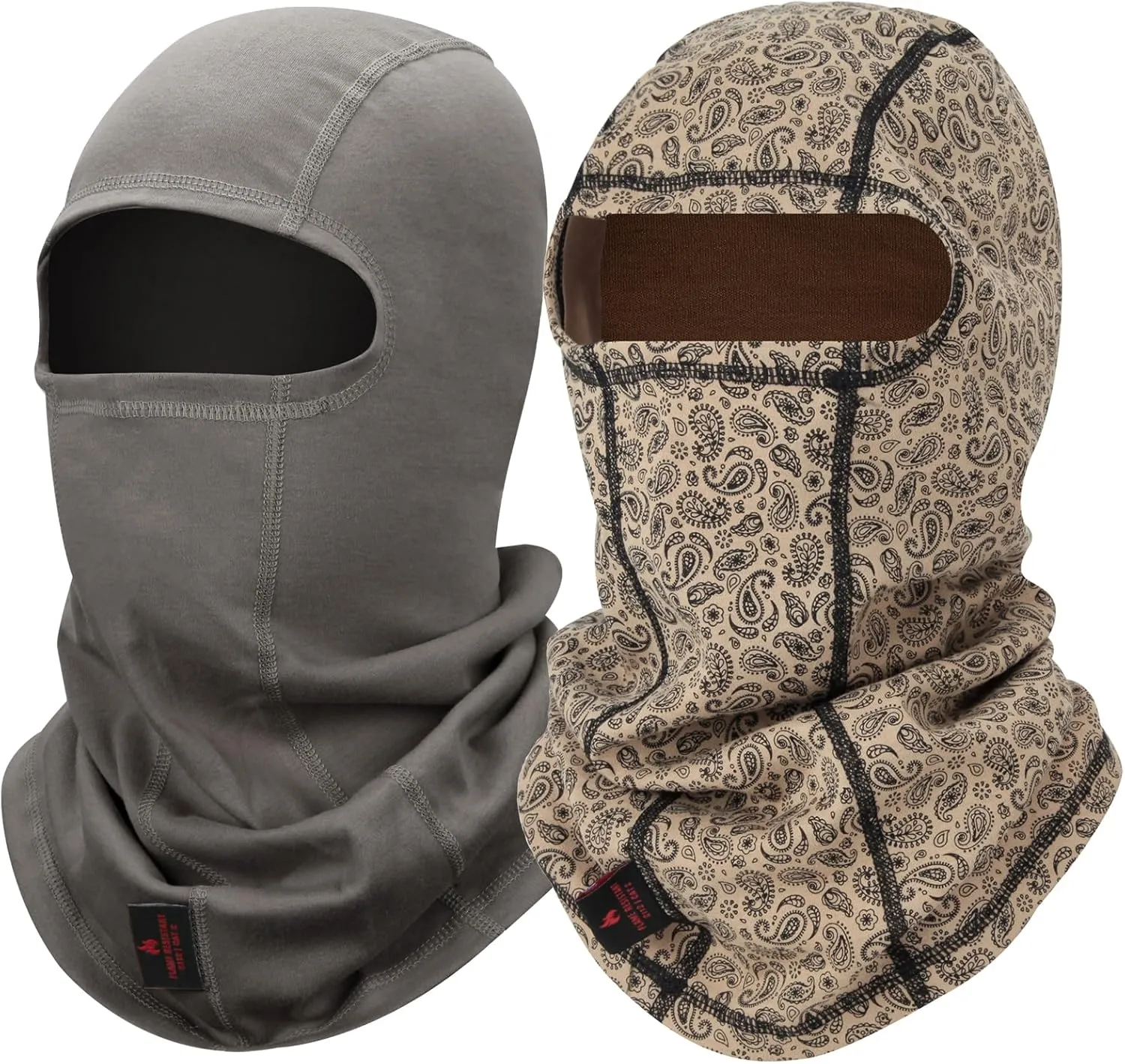 2PCS FR Balaclava Face Mask Tactical Military Grade for Shooting Hunting Outdoor Survival Fire Resistant Breathable UV Protection Multi Purpose Head Wear Paisley/Grey One Size