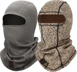 2PCS FR Balaclava Face Mask Tactical Military Grade for Shooting Hunting Outdoor Survival Fire Resistant Breathable UV Protection Multi Purpose Head Wear Paisley/Grey One Size