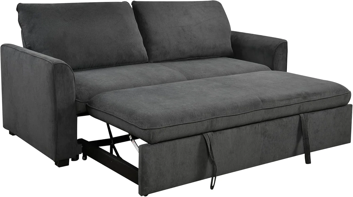 3 in 1 Loveseat Convertible Queen Sleeper Sofabed Corduroy Upholstered Tufted Sofa Bed Queen Pull-Out Sleeper Couch Bed With Curved Armrests and Reclining Backrest for Home Apartment RV Living Room