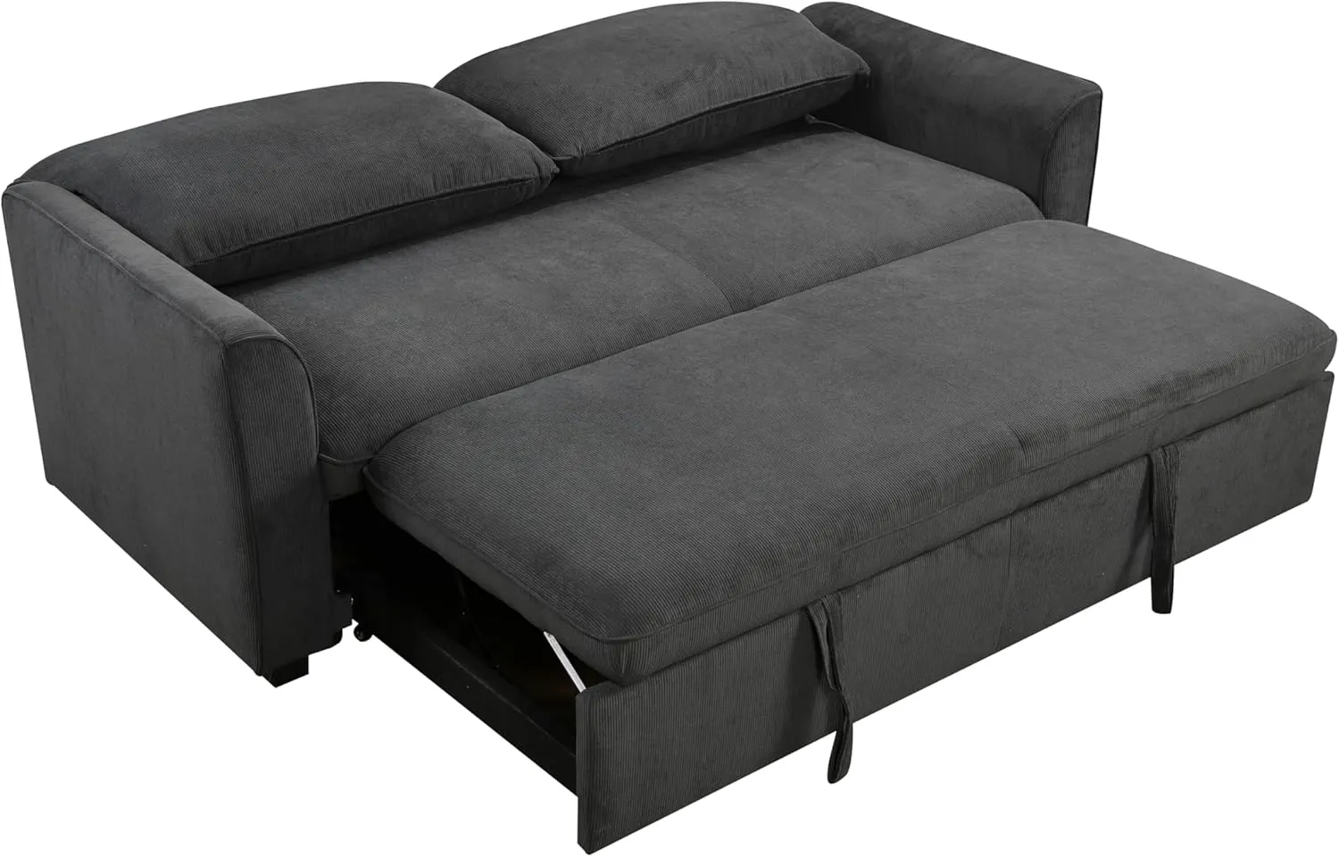 3 in 1 Loveseat Convertible Queen Sleeper Sofabed Corduroy Upholstered Tufted Sofa Bed Queen Pull-Out Sleeper Couch Bed With Curved Armrests and Reclining Backrest for Home Apartment RV Living Room