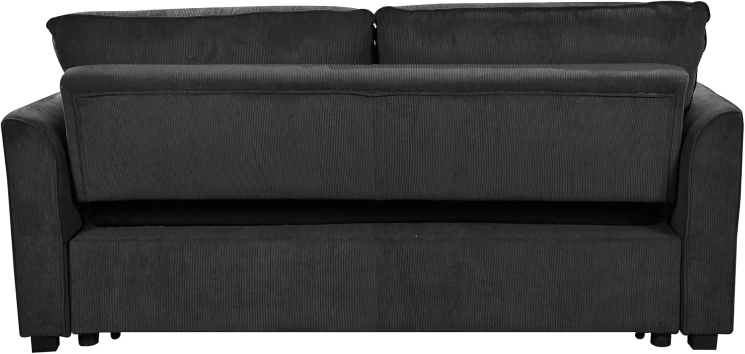 3 in 1 Loveseat Convertible Queen Sleeper Sofabed Corduroy Upholstered Tufted Sofa Bed Queen Pull-Out Sleeper Couch Bed With Curved Armrests and Reclining Backrest for Home Apartment RV Living Room