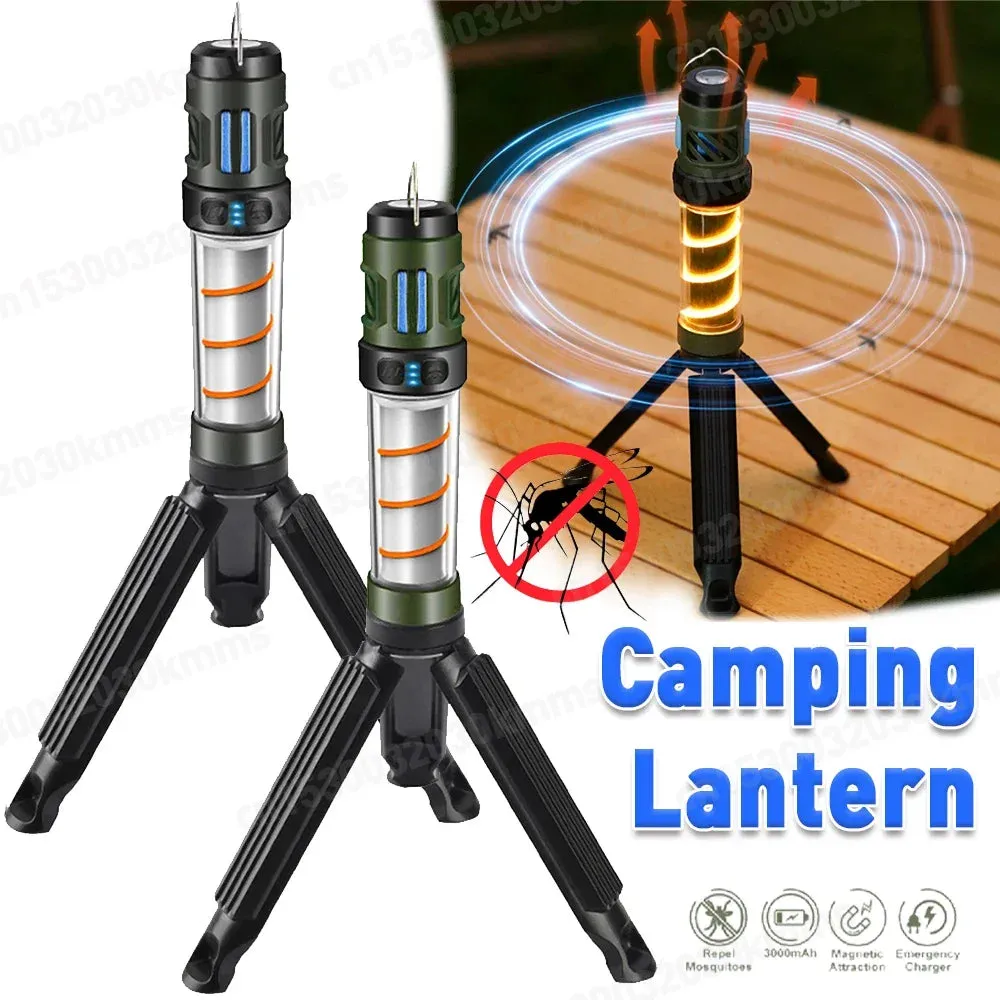 3 in 1 Mosquito Repeller Lamp USB Rechargeable Camping Light with Triangle Bracket Telescoping Tripod Outdoor Light for Outdoor