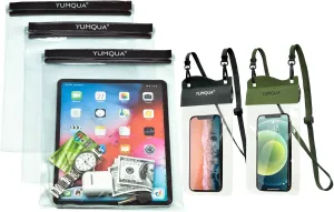 3 Pack Large Waterproof Bags Bundle with 2 Pack Large Waterproof Phone Pouches