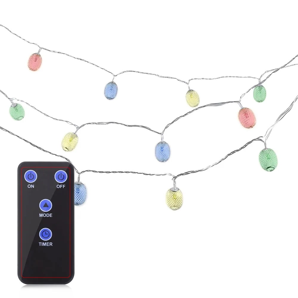 30 LEDs Iron Oval Lantern String Light with Remote Control
