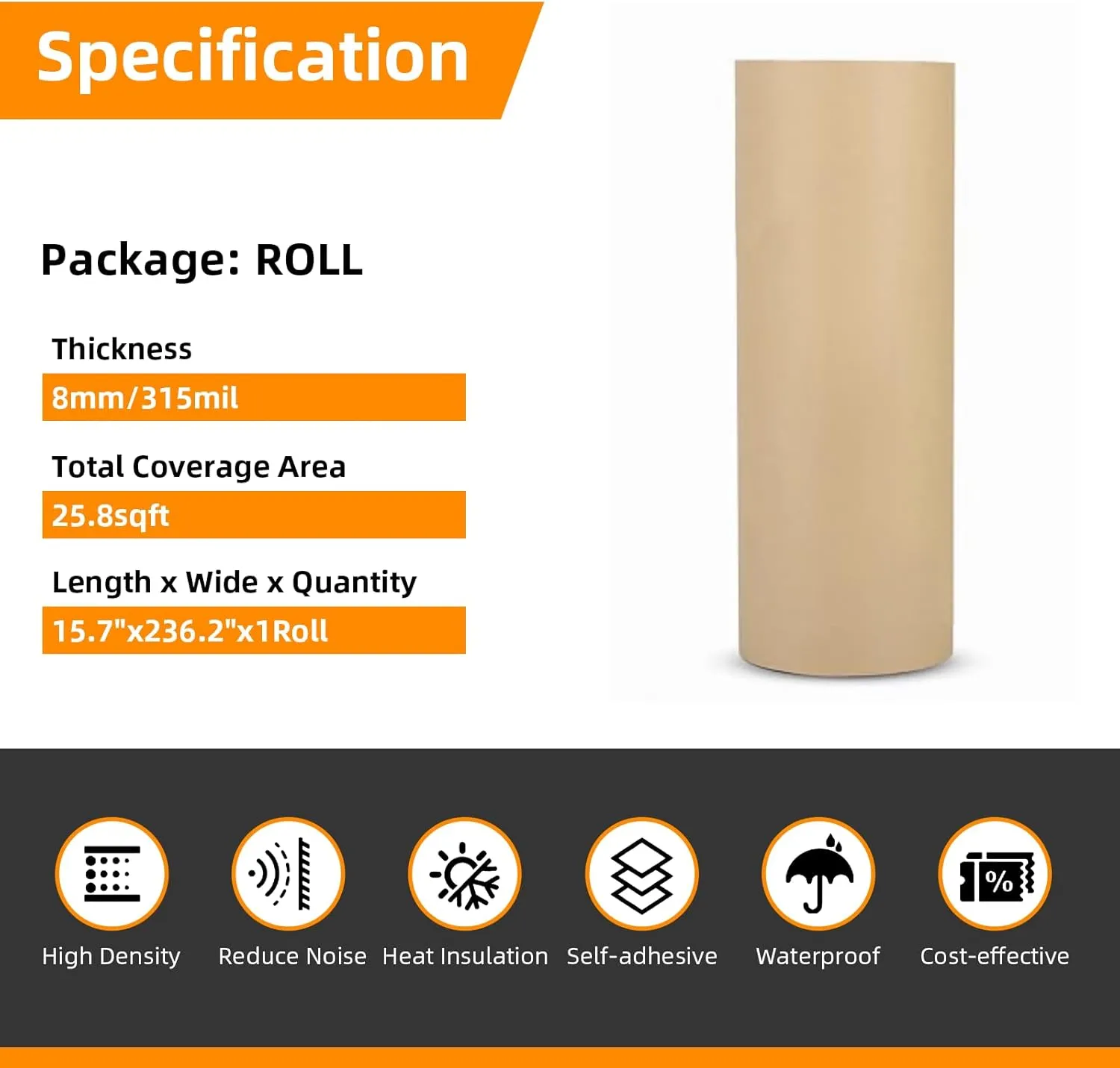 315mil 8mm 25.8sqft Sound Deadening Material Insulation Mat Heat Deadener Pad Noise Dampening for Car