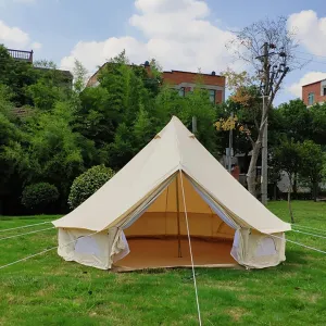 3M/10ft 285g Cotton Canvas Bell Tent, Outdoor Waterproof Family Glamping Yurt 900D Oxford Cloth Bell Tent, Luxury Yurt Bell Tent for Event Wedding Party Family