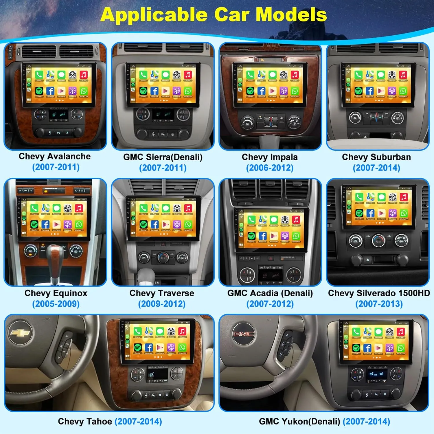 4 64 Android 13 Car Stereo for Chevrolet Chevy Silverado Suburban Tahoe GMC Sierra Yukon, 10" IPS Touch Screen Car Radio Build-in GPS Wireless CarPlay/Wired Android Auto, Backup Camera/DSP/SWC