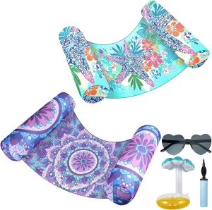 4-in-1 Inflatable Hammocks Pool Floats for Adults – Fabric-Covered Water Hammocks with Mesh, Multi-Purpose Lounge Chair, Drifter, Saddle for Pool, Beach & Lake